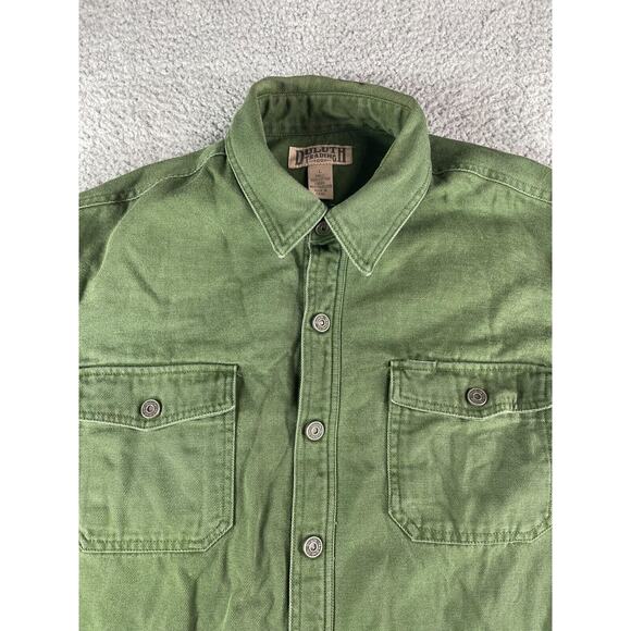 Duluth Trading Jacket Mens Large Green Canvas Fleeve Lined Warm Workwear Heavy - Picture 2 of 14